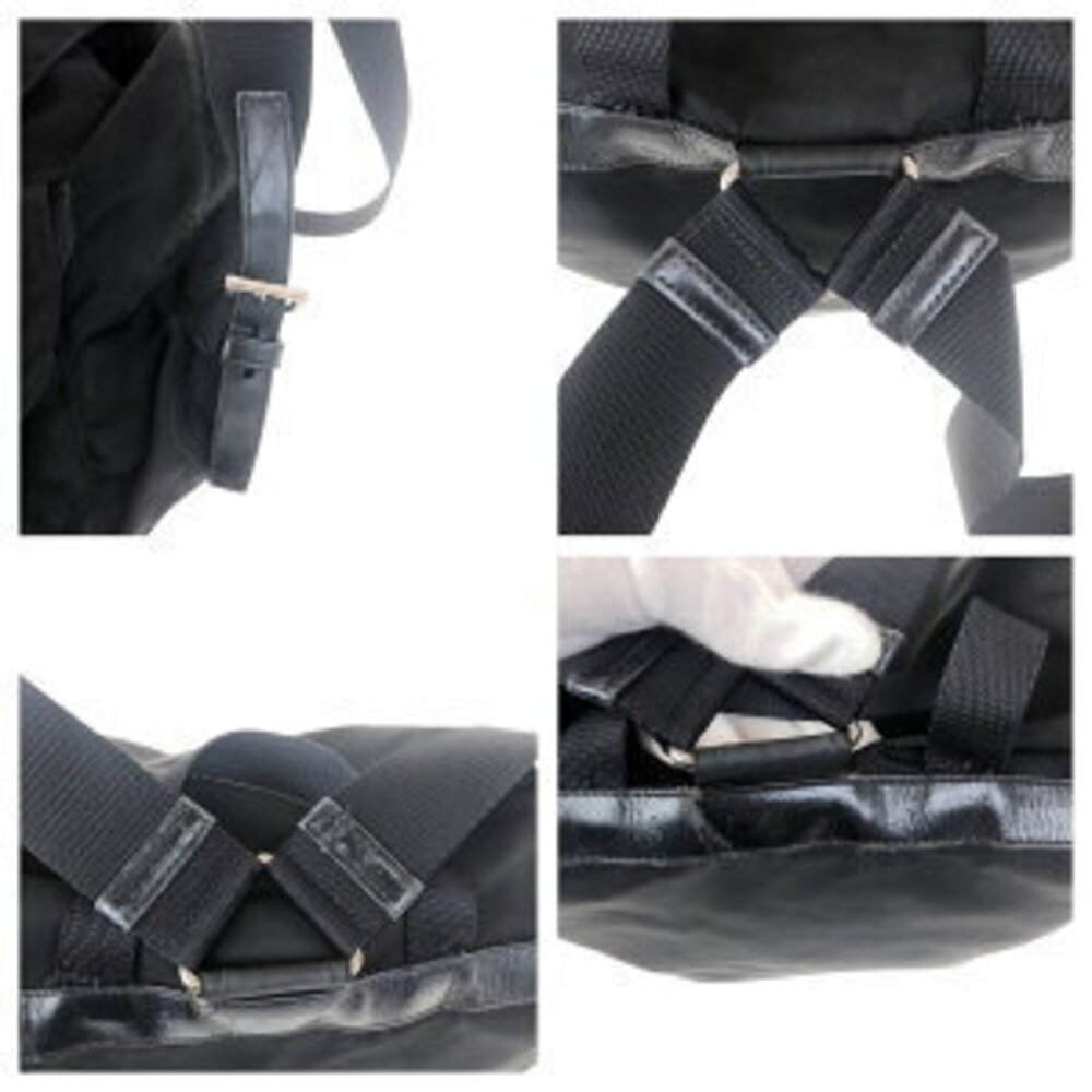 Prada daypack logo black nylon triangular leather plate Tessuto backpack - Picture 6 of 10